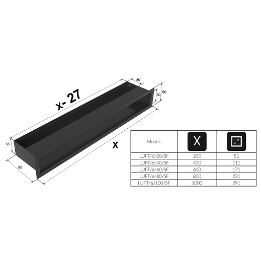 Grotelės Luft Shlif 20x6